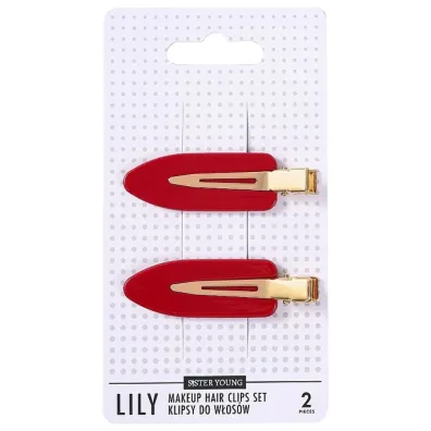 Sister Young Lily Makeup Hair Clips Set klipsy do włosów Red 2 szt.