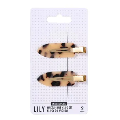 Sister Young Lily Makeup Hair Clips Set klipsy do włosów Light Leopard Print 2 szt.
