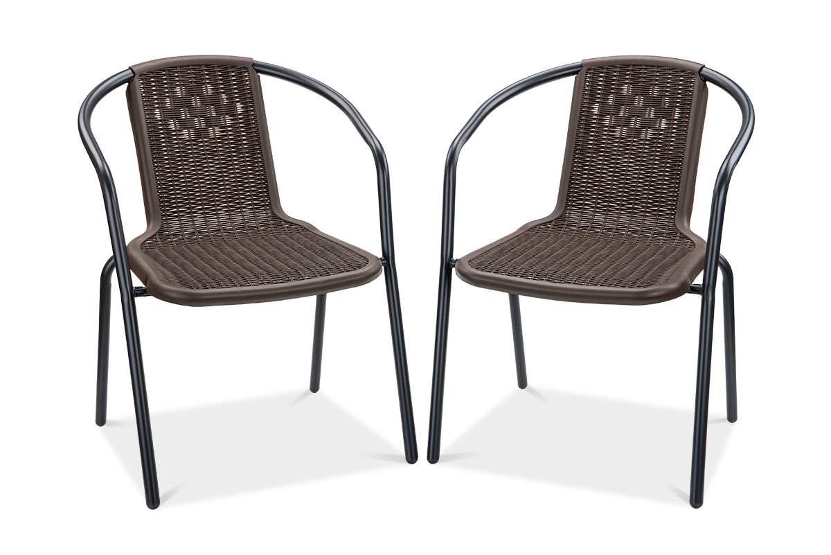 Zestaw KRZESEŁ Krzesło Ogrodowe SIMPLE Brązowe na Taras metal Komplet 2szt