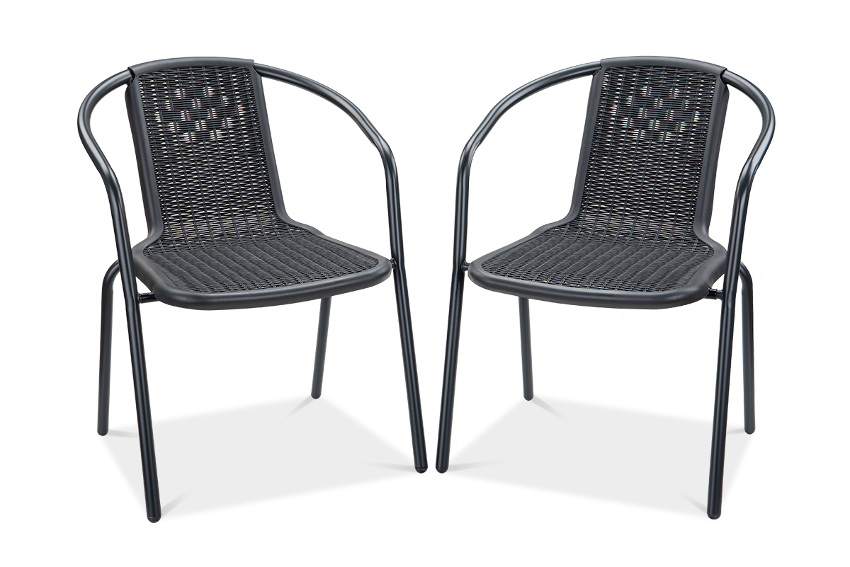 Zestaw KRZESEŁ Krzesło Ogrodowe SIMPLE Grafit na Taras Metal Komplet 2 szt