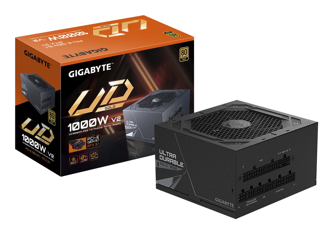 GIGABYTE UD1000GM PG5 V2 moduł zasilaczy 1000 W 20+4 pin ATX ATX Czarny GP-UD1000GM PG5 V2 EU