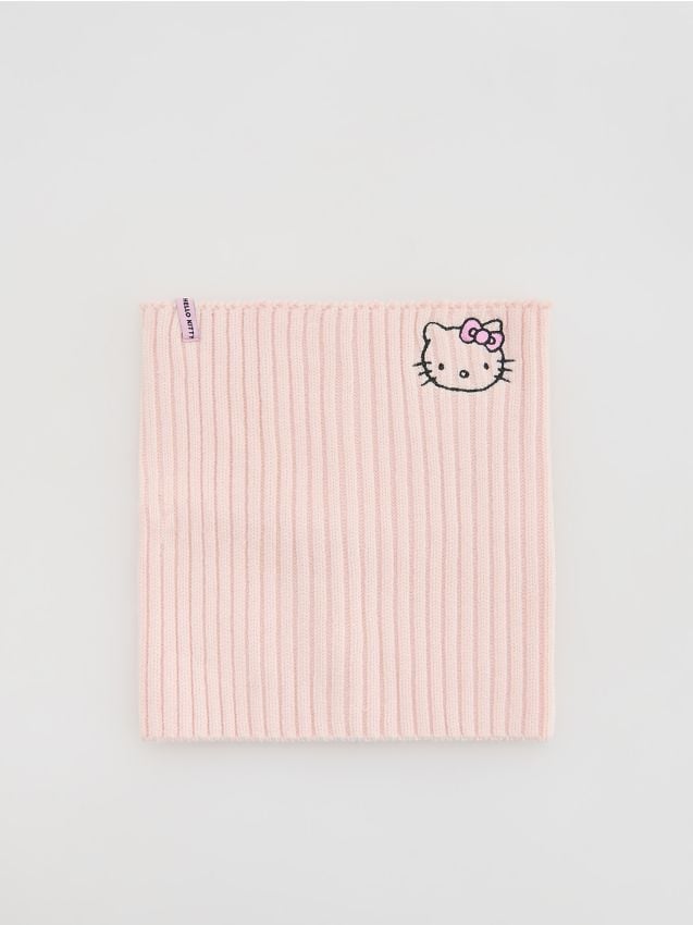 Reserved - Dzianinowy komin Hello Kitty - pastelowy róż