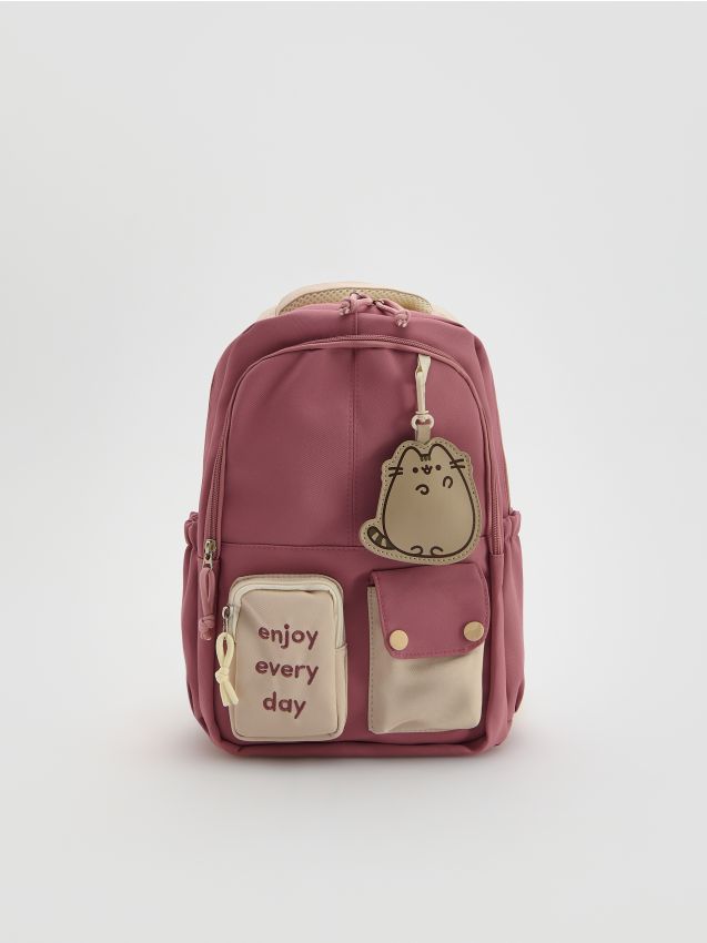 Reserved - Plecak z brelokiem Pusheen - brudny róż