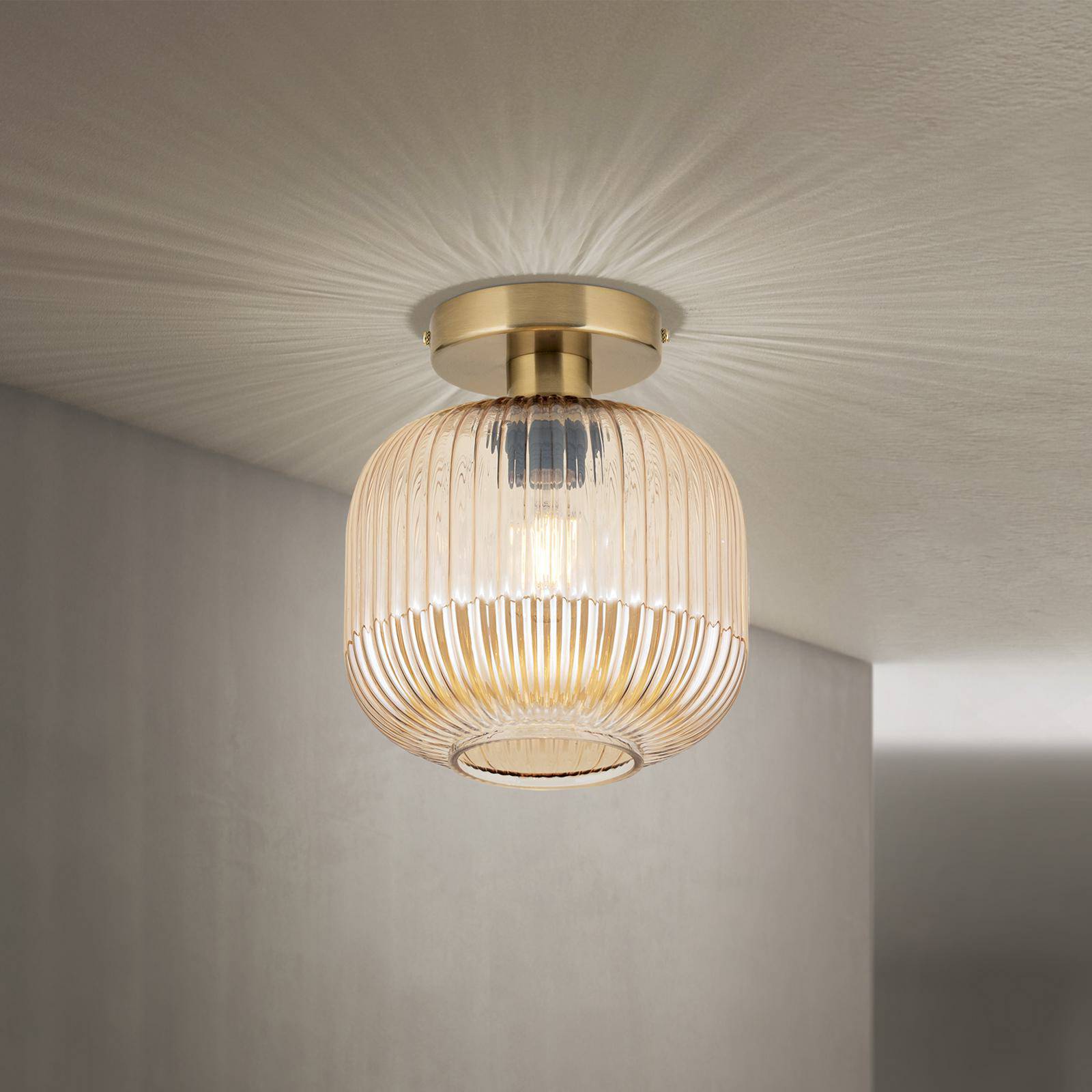 ORION Lampa sufitowa Carneval, możliwość ściemniania, kremowy / amber, salon / jadalnia, szkło