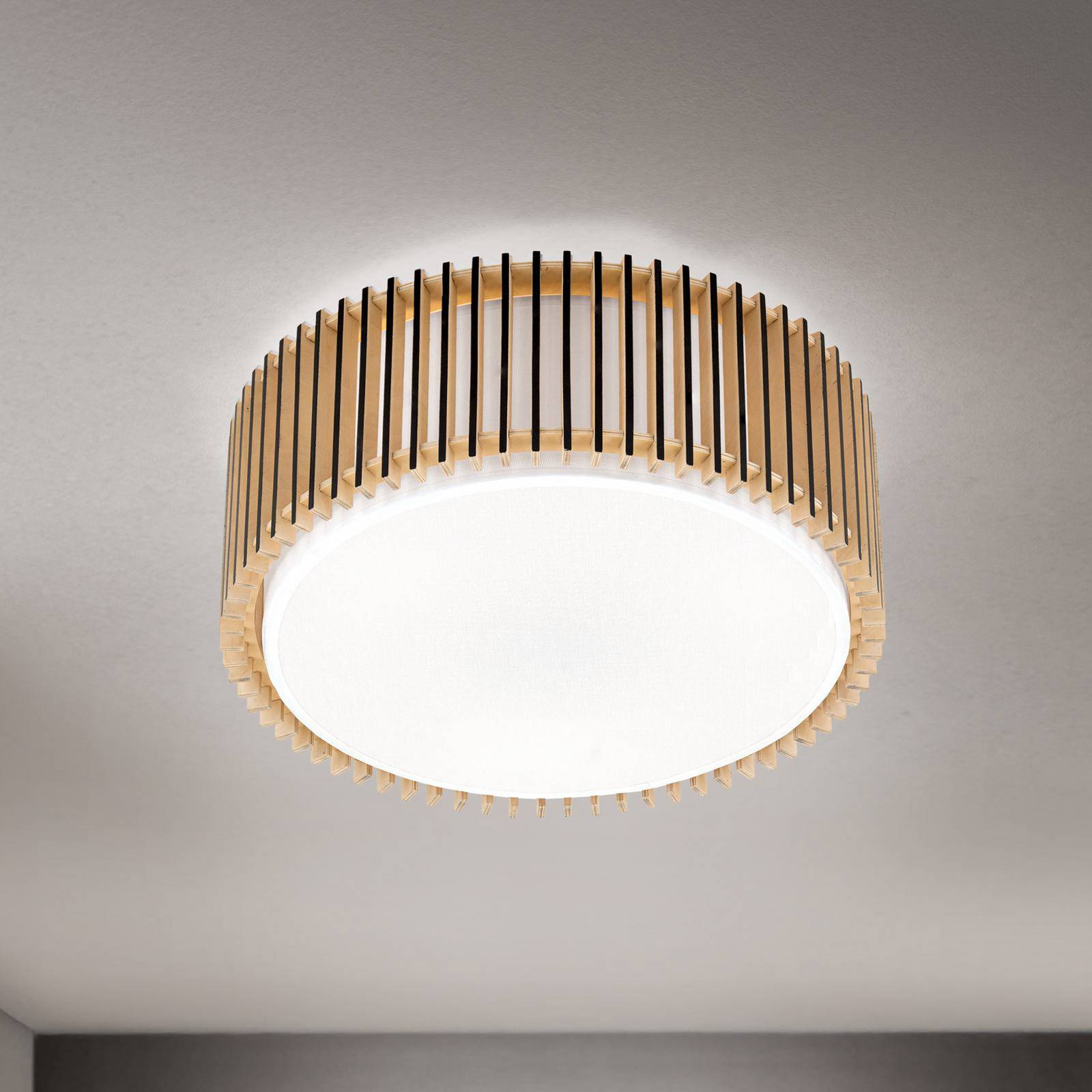 ORION Lampa sufitowa Tarta, możliwość ściemniania, jasne drewno, salon / jadalnia, drewno
