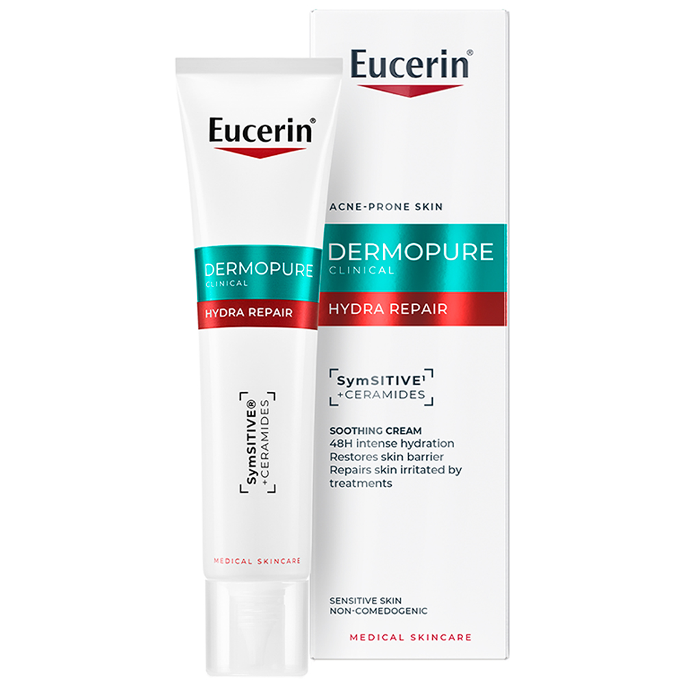 Eucerin DermoPure Clinical Hydra Repair, krem kojący do skóry trądzikowej, 40 ml
