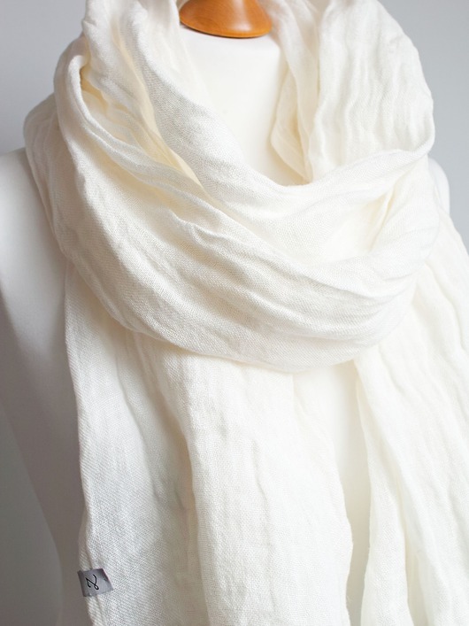 Szal lniany damski, lekki szal damski OFF white