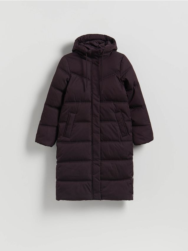 Reserved - Długa kurtka z kapturem - fioletowy