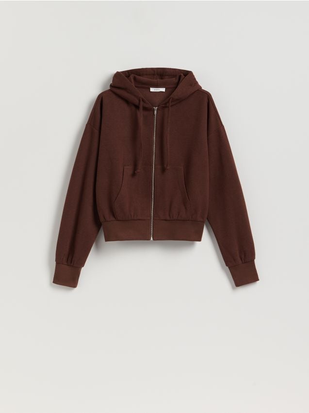Reserved - Rozpinana bluza z kapturem - brązowy