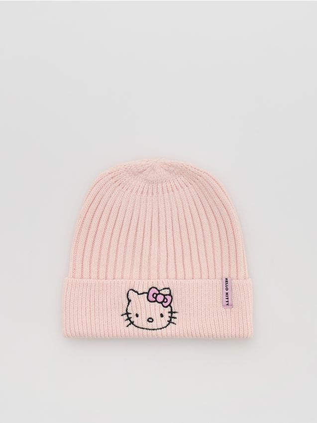 Reserved - Czapka Hello Kitty z wiskozą - pastelowy róż