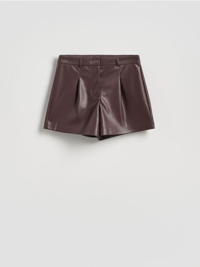 Reserved - Szorty z imitacji skóry - bordowy