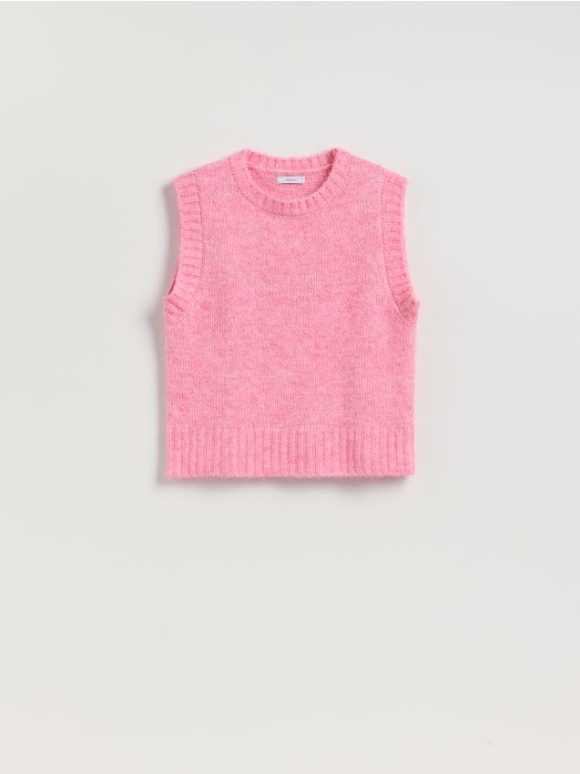 Reserved - Kamizelka z domieszką wełny - różowy
