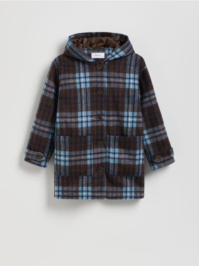 Reserved - Jednorzędowy płaszcz z domieszką wełny - wielobarwny