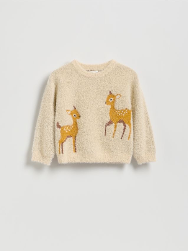 Reserved - Miękki sweter z aplikacją - wielobarwny