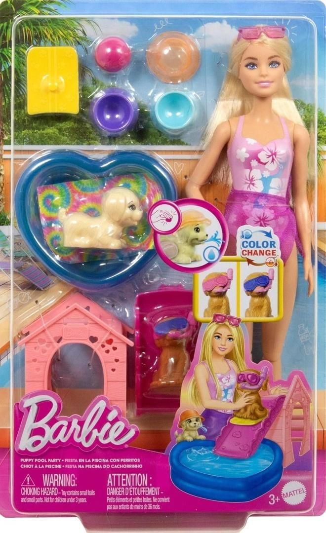 Barbie Puppy Pool Party z akcesoriami zmiana kolor - zabawka
