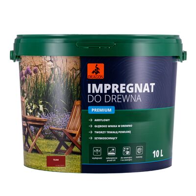 DRAGON Impregnat akrylowy do drewna PREMIUM 10 l teak