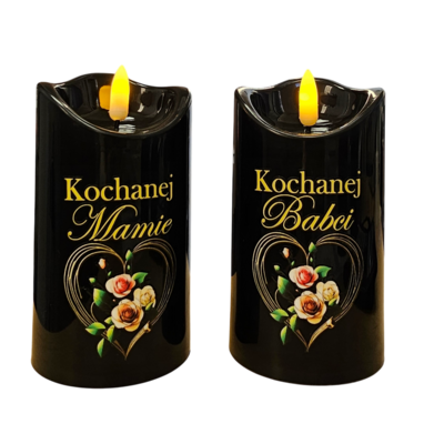 Świeca LED ciepły biały mama / babcia 12 cm Ø 7 cm czarno-złoty CORTINA POLAND