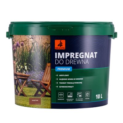 DRAGON Impregnat akrylowy do drewna PREMIUM 10 l kasztan