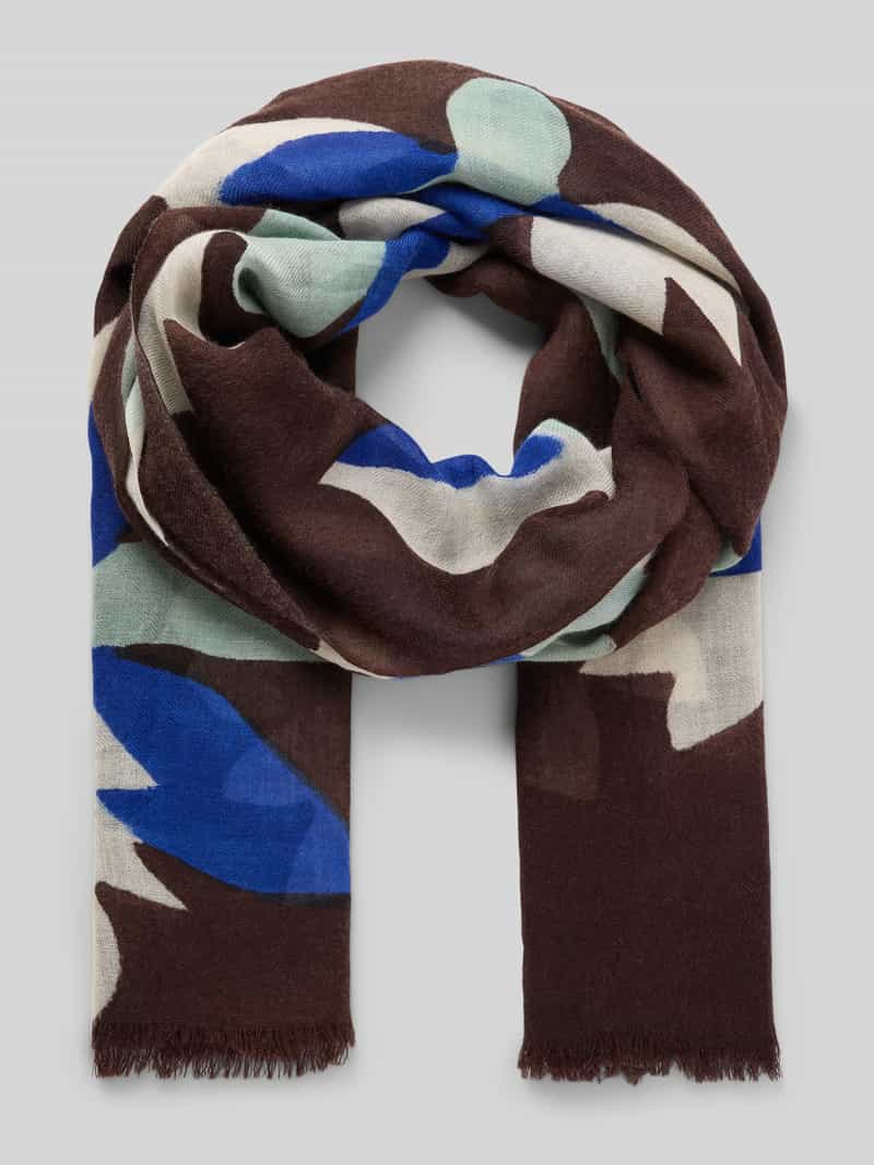 Szal wełniany z kwiatowym nadrukiem na całej powierzchni model ‘Blätter’