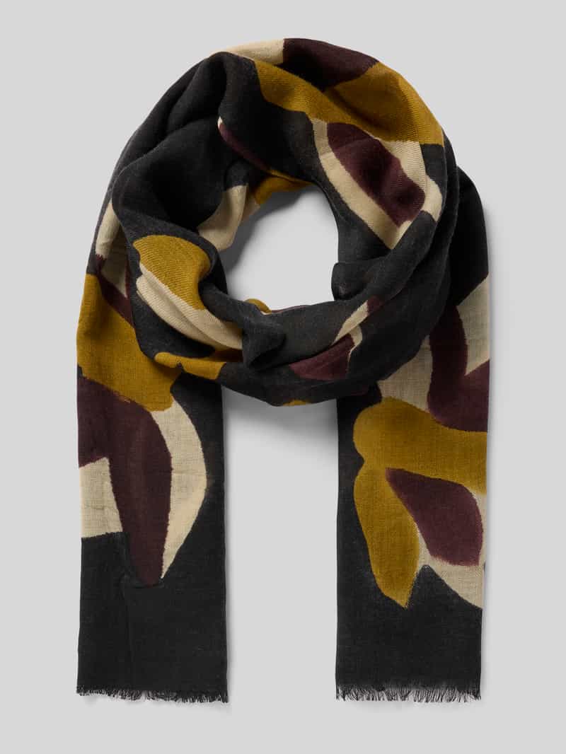 Szal wełniany z kwiatowym nadrukiem na całej powierzchni model ‘Blätter’