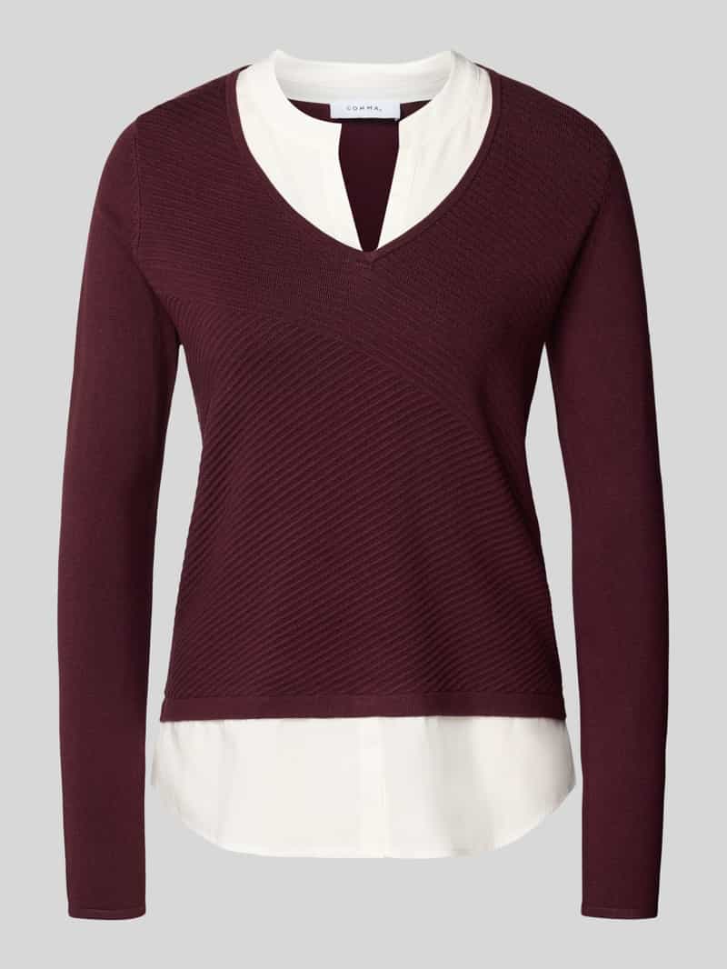 Sweter z dzianiny z mieszanki wiskozy z dekoltem w serek