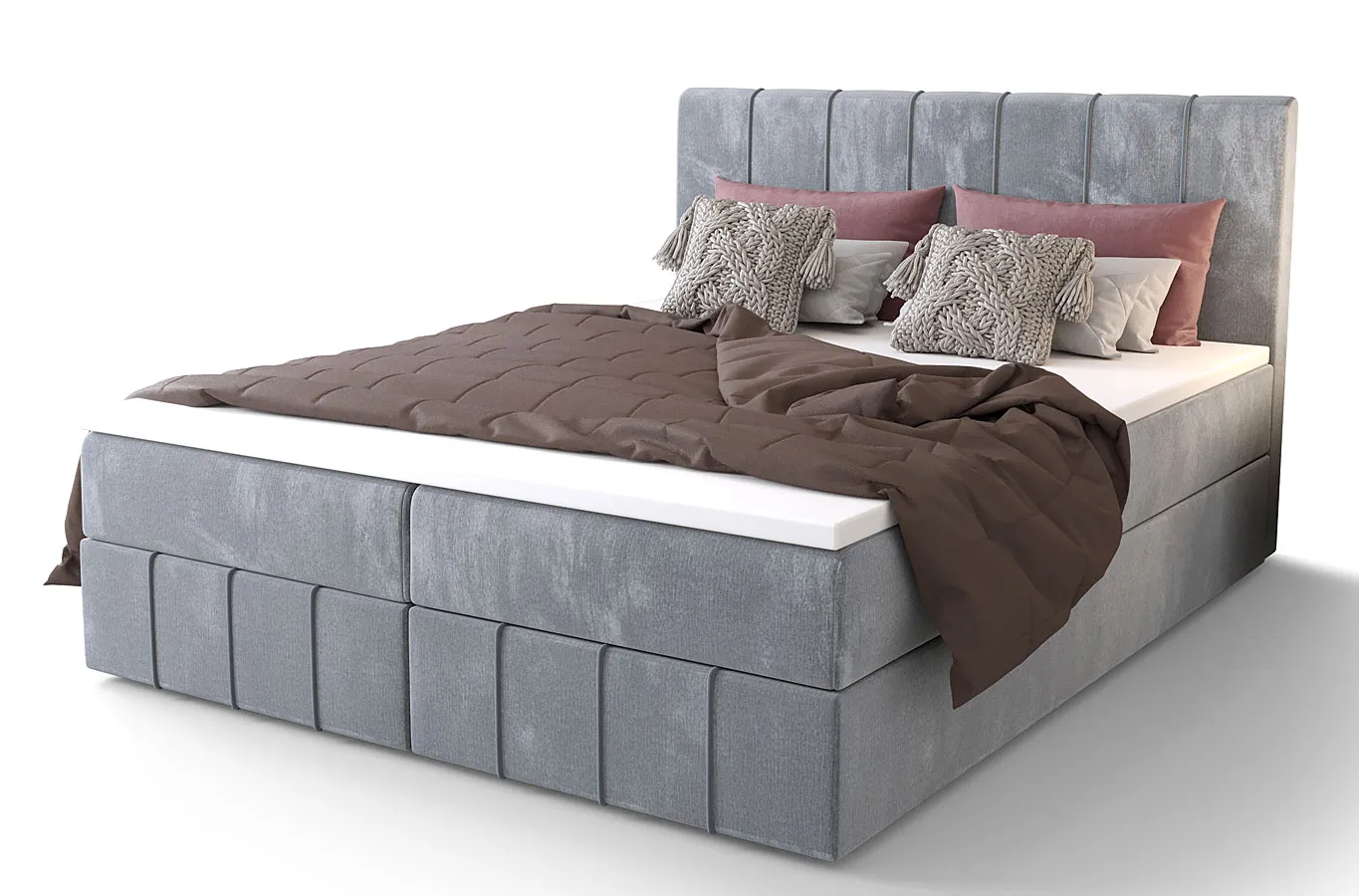 Błękitne łóżko tapicerowane z pojemnikiem 4 rozmiary B9-T41