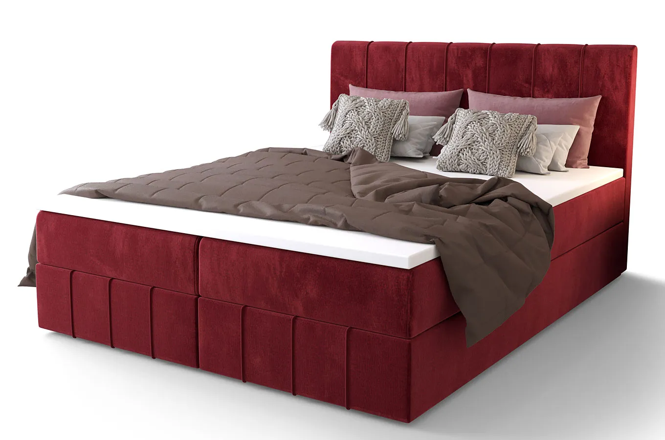 Czerwone tapicerowane łóżko 4 rozmiary W9-F50