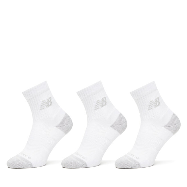 Zestaw 3 par wysokich skarpet unisex New Balance Active Cushion Quarter Socks LAS35204WT Biały