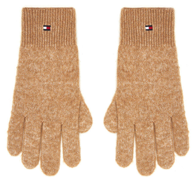 Rękawiczki Damskie Tommy Hilfiger Flag Fluffy AW0AW17797 Beżowy