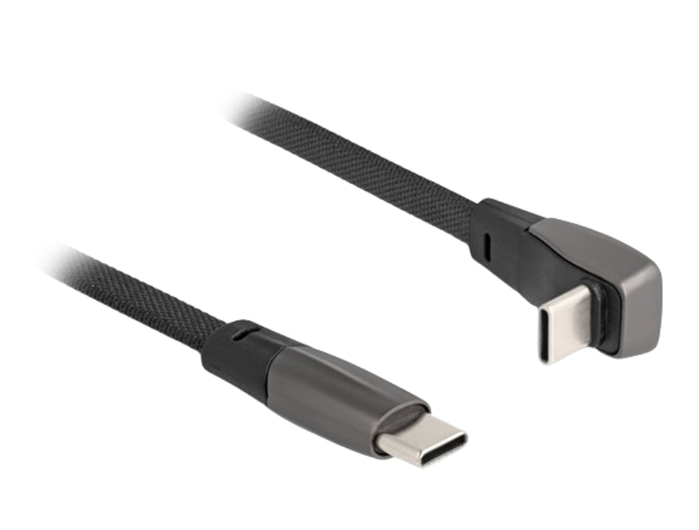 DeLOCK Płaski kabel taśmowy USB 2.0 USB Type-C męski na USB Type-C męski kątowy PD 3.0 60 W 14 cm czarny 80750