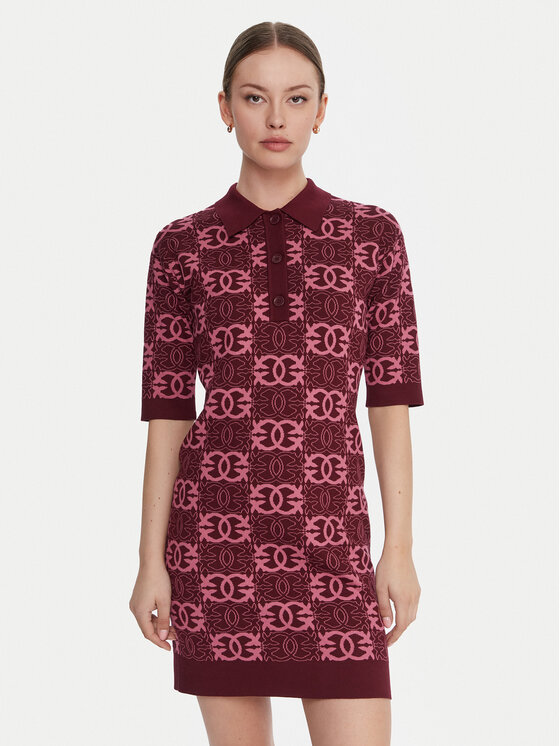 PINKO Sukienka dzianinowa Nothing 106039 A2YD Bordowy Regular Fit