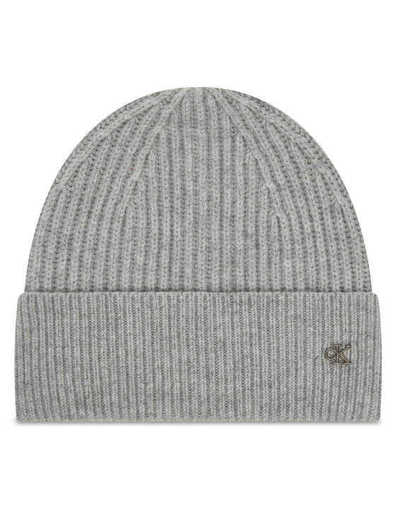 Calvin Klein Czapka Ck Metal Wool Beanie LV04D8032G Szary