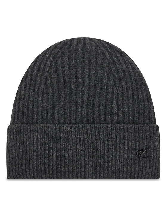 Calvin Klein Czapka Ck Metal Wool Beanie LV04D8032G Szary