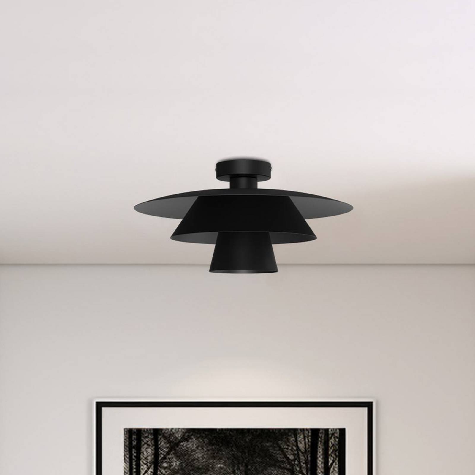 Luminex Lampa sufitowa Plato, możliwość ściemniania, czarny, salon / jadalnia, metal, nowoczesny