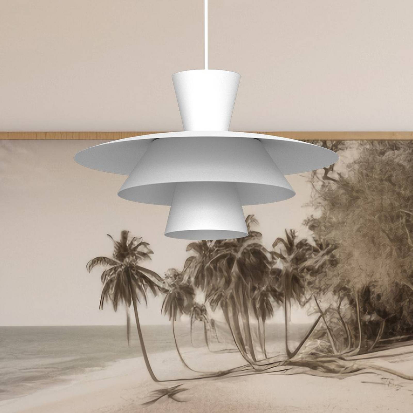 Luminex Lampa wisząca Plato, możliwość ściemniania, biały / opal, salon / jadalnia, metal, nowoczesny