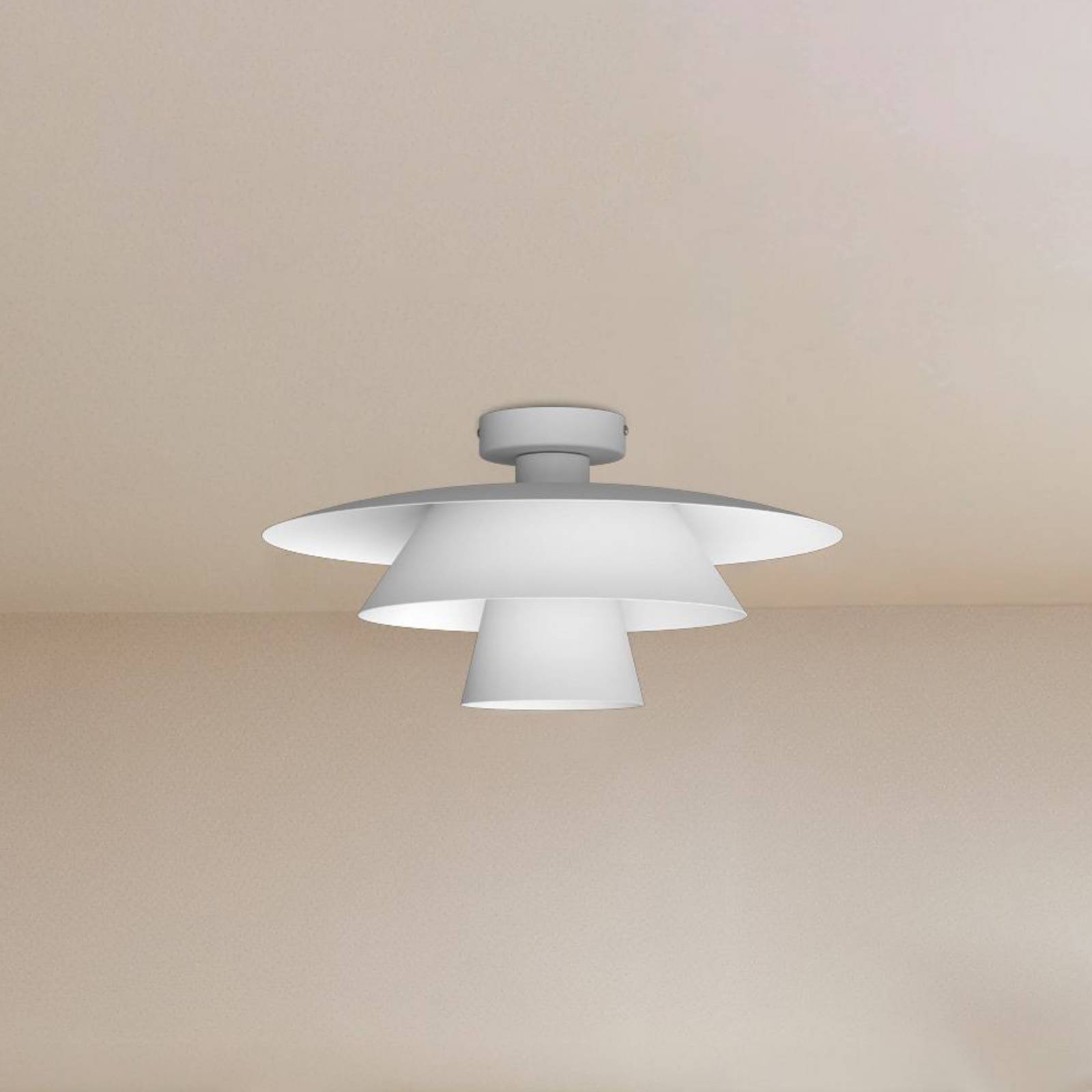 Luminex Lampa sufitowa Plato, możliwość ściemniania, biały / opal, salon / jadalnia, metal, nowoczesny
