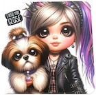 Notatnik 100x100/48K gładki TW Dziewczynka z psem