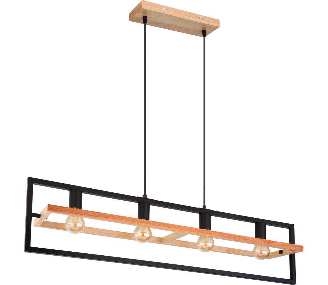 Globo 15575-4H - Lampa wisząca na lince ERICA 4xE27/40W/230V czarny/beżowy
