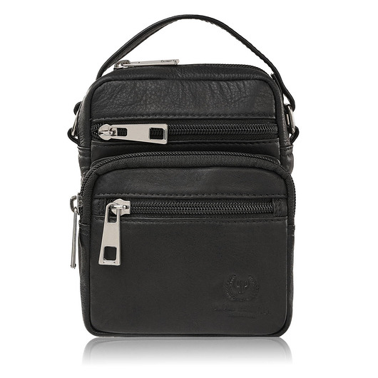 Saszetka męska na ramię skórzana pojemna czarna do pracy t-133-bl