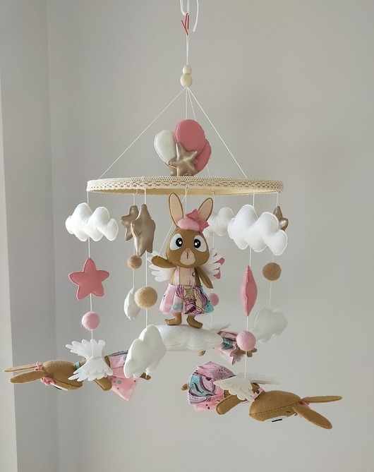 Karuzela handmade dla dziewczynki ,króliczek księżniczka i balony