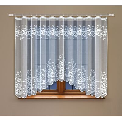 Firanka żakardowa odpasowana z wszytą taśmą marszczącą 160 x 300 cm