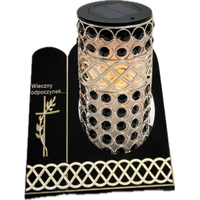 Znicz witraż VIP Premium solar SZKA12S 25 cm czarny Ilumini