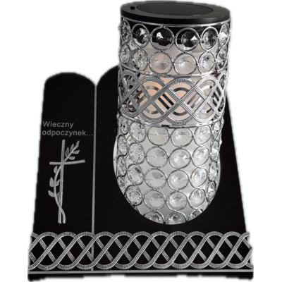 Znicz witraż VIP Premium solar SZKA11S 25 cm srebrny Ilumini