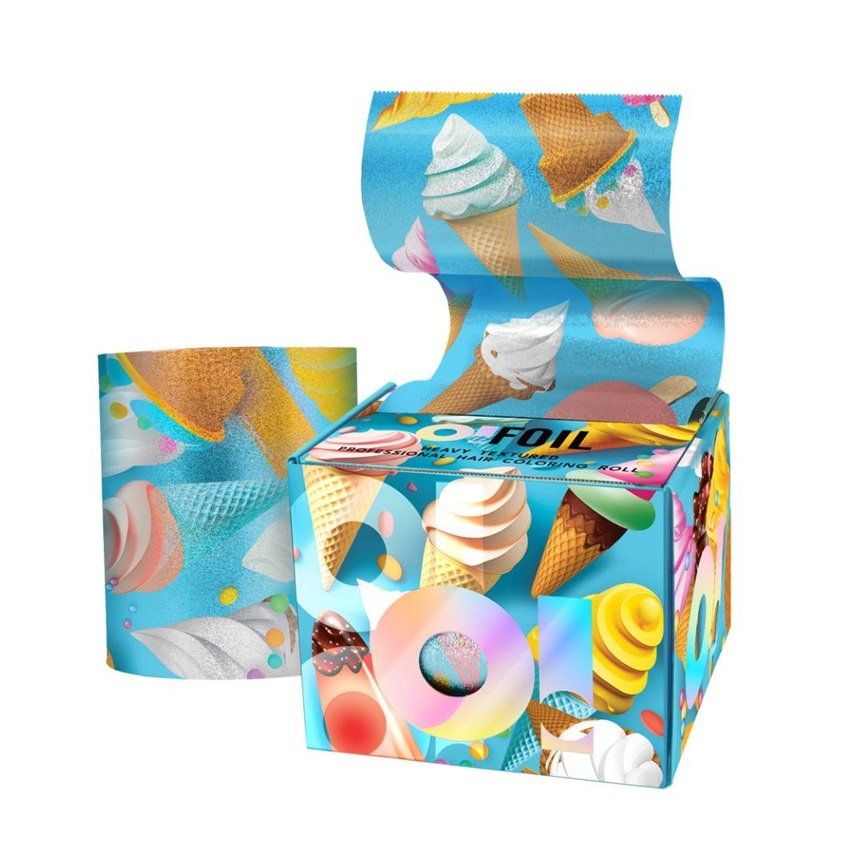 O! Tools, ryflowana folia w rolce do koloryzacji włosów, Ice Cream Paradise, 100m