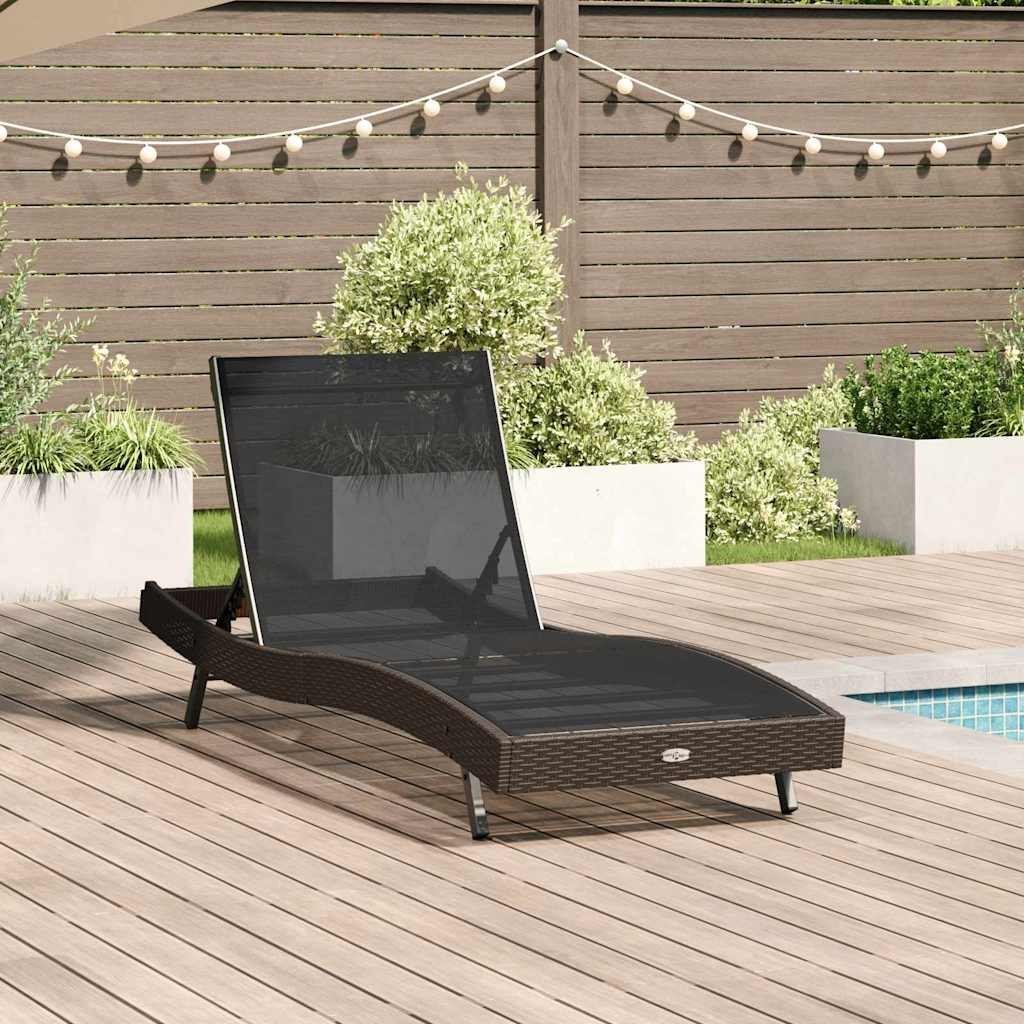Leżak 1-osoba 70 x 197 x 82 cm Rattan polietylenowy, metal