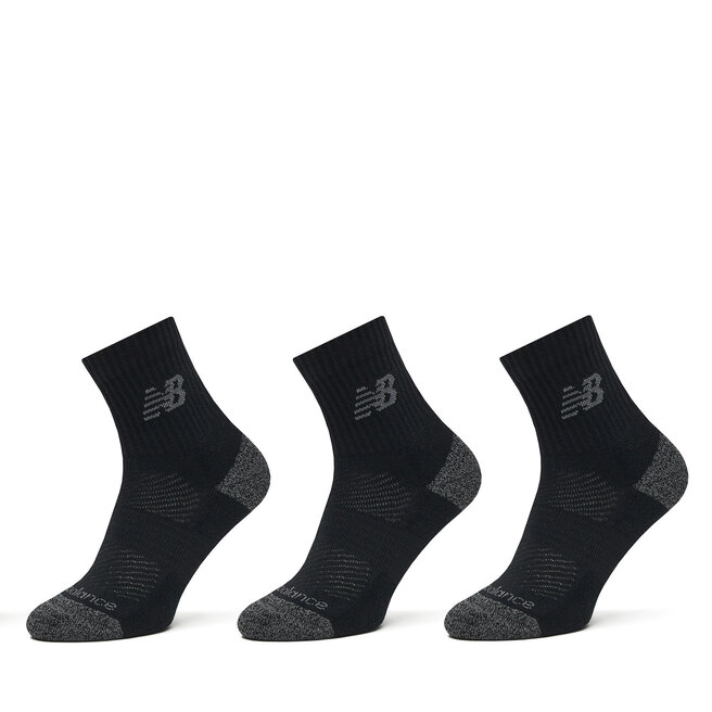 Zestaw 3 par wysokich skarpet unisex New Balance Active Cushion Quarter Socks LAS35204BK Czarny