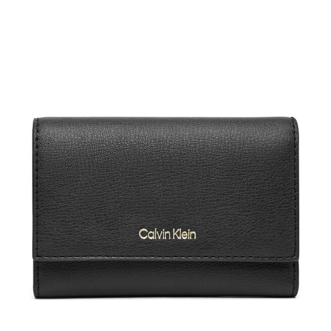 Portfel damski Calvin Klein Foil Logo Trifold W/ Zip Pocket LV04F1117G Czarny