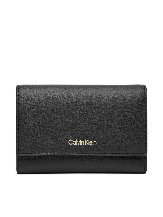 Calvin Klein Portfel damski Foil Logo Trifold W/ Zip Pocket LV04F1117G Czarny