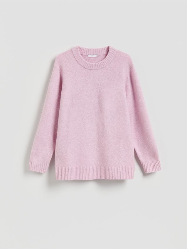 Reserved - Gładki sweter - różowy