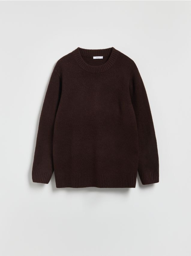 Reserved - Gładki sweter - brązowy